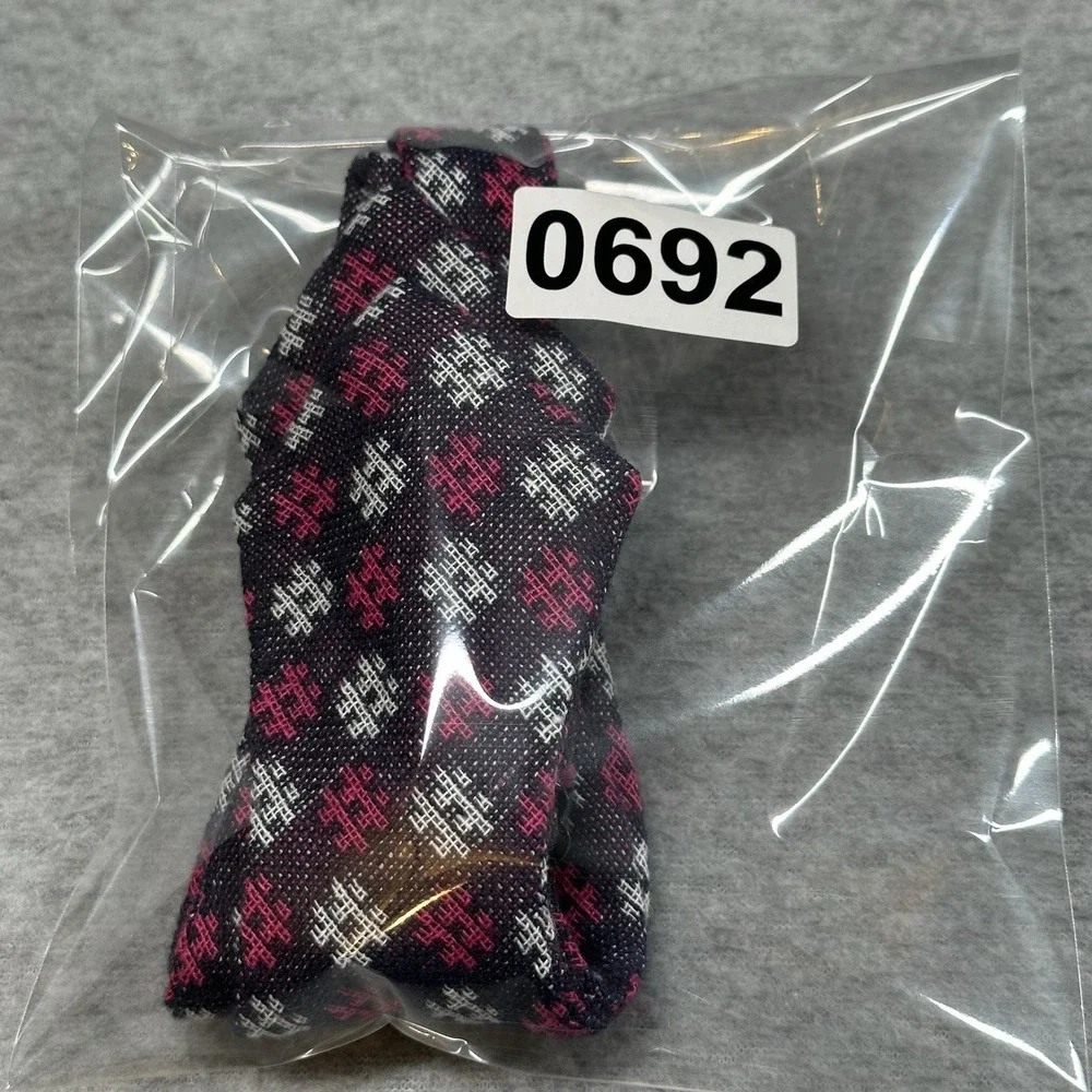 Self Tie Bow Tie Ties.com 100% Cotton Navy Pink White Geometric Pattern Handmade